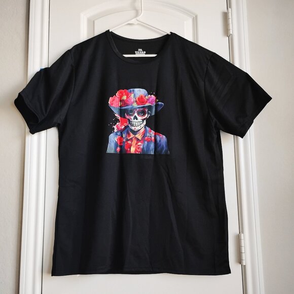 New! Men's T-Shirt "Day of the Dead" Black Size XXL - Picture 1 of 3